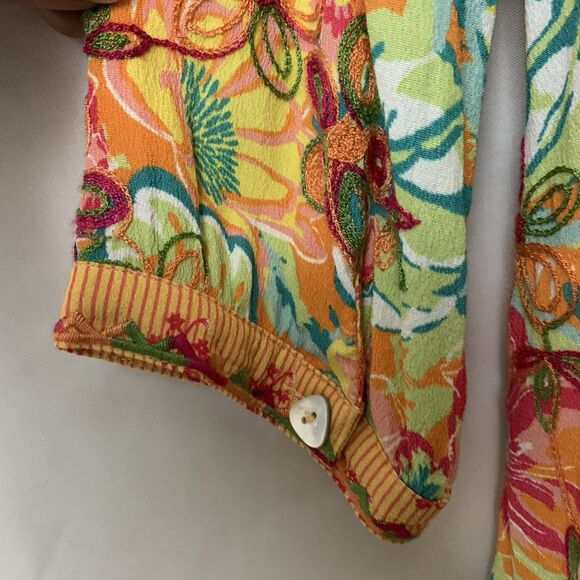 John Mark Women's Size M Embroidered Floral Button Tie Front Blouse 3/4 Sleeve - Picture 8 of 9